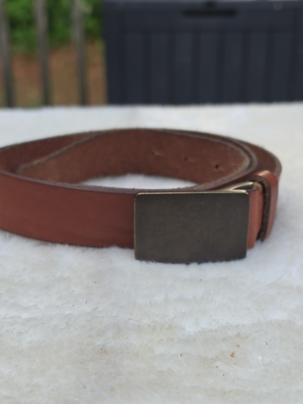Fossil Brown Genuine Leather Belt Size 38 (95 cm) Antique Brass Buckle Men's